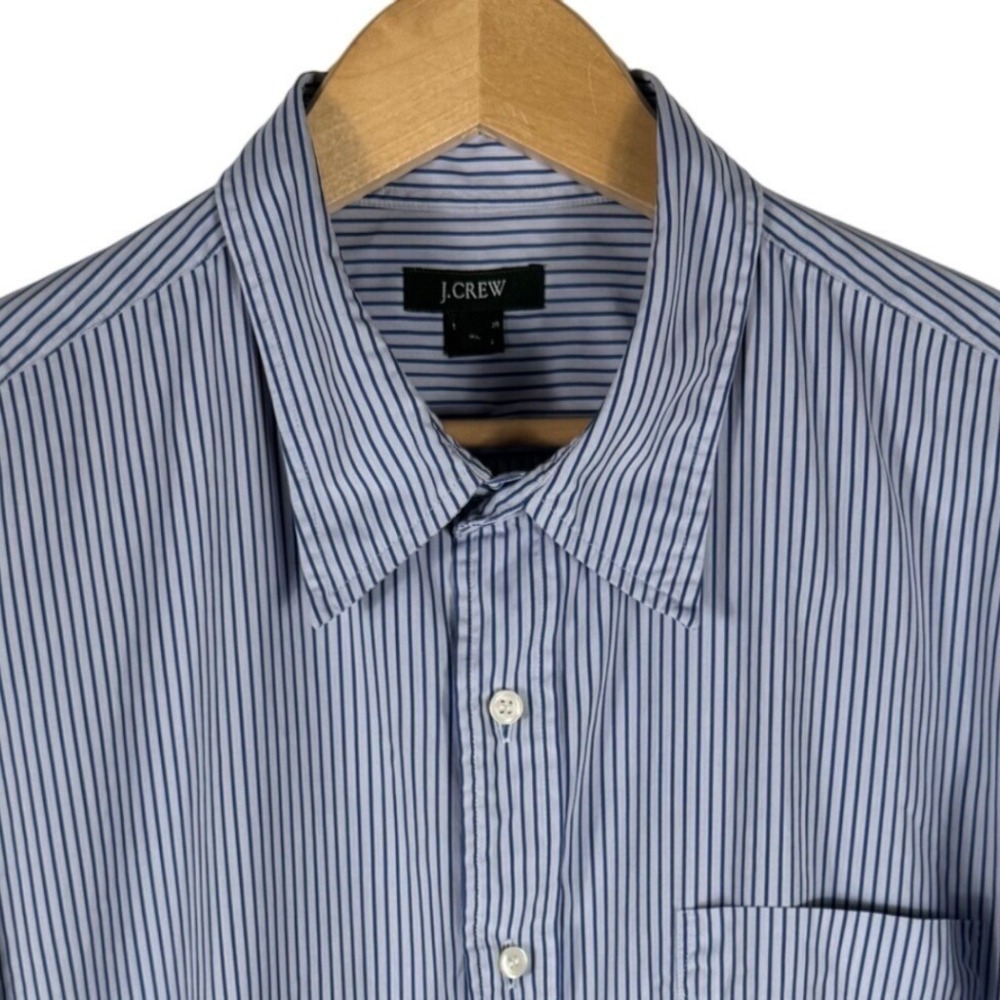 J.Crew Striped Cotton Long Sleeve Button Down Shirt Mens XL Blue Pocket Preppy